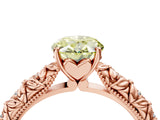 Rose gold Fancy Yellow Oval  Solitaire Floral Milgrain Engagement Ring_35