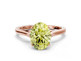 Rose gold Fancy Yellow Oval  Solitaire Heart Prong Engagement Ring with Tapered Band_55