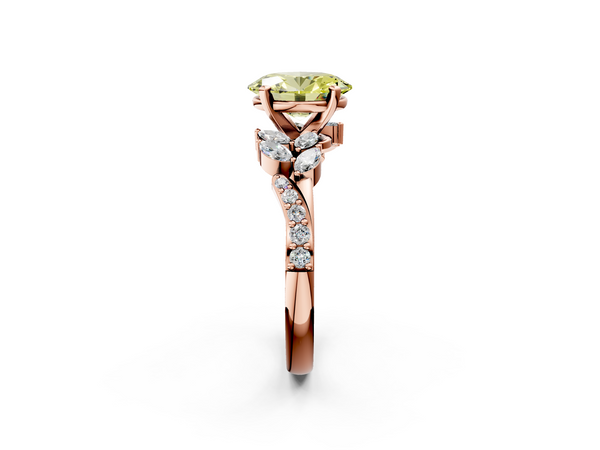 Rose gold Fancy Yellow Oval  Solitaire Marquise Twist Band with Six-Prong Setting