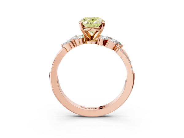 Rose gold Fancy Yellow Oval  Solitaire Marquise Twist Band with Six-Prong Setting