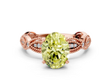 Rose gold Fancy Yellow Oval  Solitaire Milgrain Diamond Engagement Ring with Bezel and Marquise Band_143