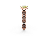 Rose gold Fancy Yellow Oval  Solitaire Milgrain Diamond Engagement Ring with Bezel and Marquise Band_145