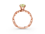 Rose gold Fancy Yellow Oval  Solitaire Milgrain Diamond Engagement Ring with Bezel and Marquise Band_146