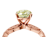 Rose gold Fancy Yellow Oval  Solitaire Milgrain Diamond Engagement Ring with Bezel and Marquise Band_147
