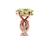 Rose gold Fancy Yellow Oval  Solitaire Milgrain Diamond Engagement Ring with Bezel and Marquise Band_148