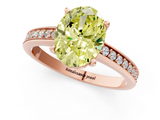 Rose gold Fancy Yellow Oval  Solitaire Pavé Band Prong Setting Ring_21