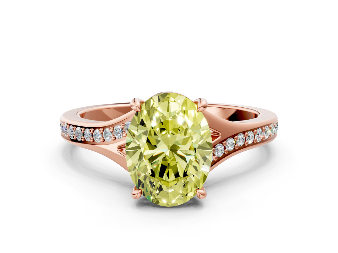 Rose gold Fancy Yellow Oval  Solitaire Pavé Band with Four-Prong Setting_28