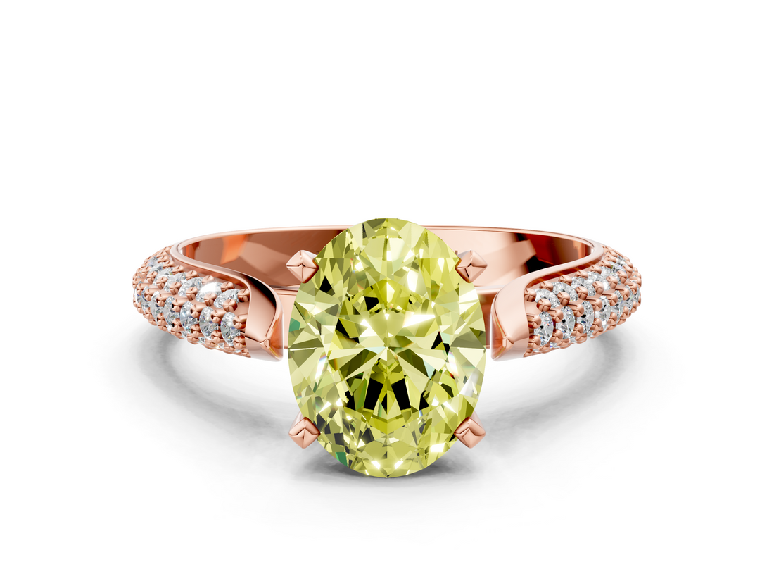 Rose gold Fancy Yellow Oval  Solitaire Pavé Diamond Engagement Ring with Four-Prong Setting_139