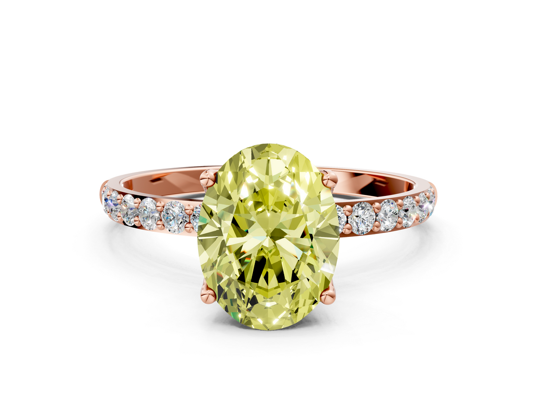 Rose gold Fancy Yellow Oval  Solitaire Pavé Diamond Engagement Ring with Four-Prong Setting_38