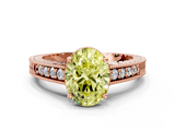 Rose gold Fancy Yellow Oval  Solitaire Pavé Diamond Milgrain Engagement Ring with Four-Prong Setting_3
