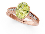 Rose gold Fancy Yellow Oval  Solitaire Pavé Diamond Milgrain Engagement Ring with Four-Prong Setting_4