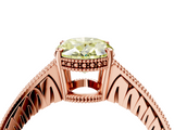 Rose gold Fancy Yellow Oval  Solitaire Pavé Diamond Milgrain Engagement Ring with Four-Prong Setting_7
