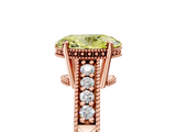 Rose gold Fancy Yellow Oval  Solitaire Pavé Diamond Milgrain Engagement Ring with Four-Prong Setting_8