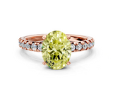 Rose gold Fancy Yellow Oval  Solitaire Pave Diamond Engagement Ring with Four-Prong Setting_354