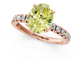 Rose gold Fancy Yellow Oval  Solitaire Pave Diamond Engagement Ring with Four-Prong Setting_355