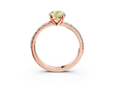 Rose gold Fancy Yellow Oval  Solitaire Pave Diamond Engagement Ring with Four-Prong Setting_357
