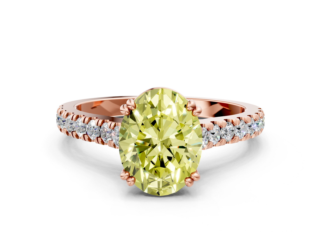 Rose gold Fancy Yellow Oval  Solitaire Pave Diamond Engagement Ring with Prong Setting_20