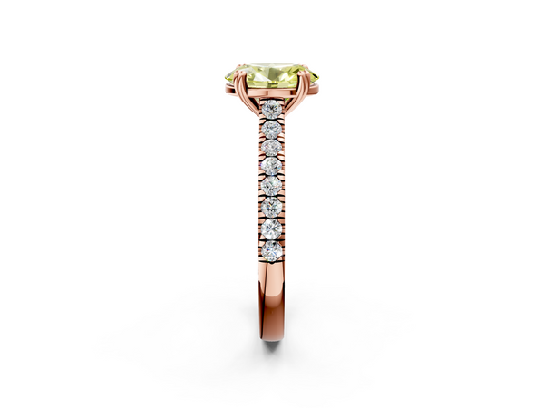 Rose gold Fancy Yellow Oval  Solitaire Pave Diamond Engagement Ring with Prong Setting