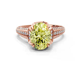 Rose gold Fancy Yellow Oval  Solitaire Pave Split Shank Ring with Four-Prong Setting_110