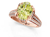 Rose gold Fancy Yellow Oval  Solitaire Pave Split Shank Ring with Four-Prong Setting_111