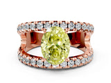 Rose gold Fancy Yellow Oval  Solitaire Split Shank Pave Diamond Ring_44