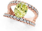 Rose gold Fancy Yellow Oval  Solitaire Split Shank Pave Diamond Ring_45