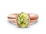 Rose gold Fancy Yellow Oval  Solitaire Tension Set Diamond Ring with Wide Band_20