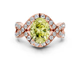 Rose gold Fancy Yellow Oval  Solitaire Twist Band Pavé Diamond Engagement Ring_33