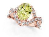 Rose gold Fancy Yellow Oval  Solitaire Twist Band Pavé Diamond Engagement Ring_34