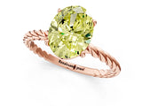 Rose gold Fancy Yellow Oval  Solitaire Twist Band Ring with Four-Prong Setting_69