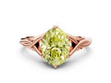 Rose gold Fancy Yellow Oval  Solitaire Twist Band Six-Prong Setting 1