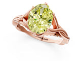 Rose gold Fancy Yellow Oval  Solitaire Twist Band Six-Prong Setting 2