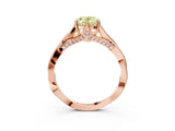 Rose gold Fancy Yellow Oval  Solitaire Twist Band Six-Prong Setting 4