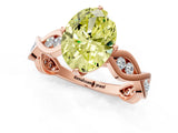 Rose gold Fancy Yellow Oval  Solitaire Twist Band with Leaf Prong Setting 2