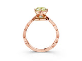 Rose gold Fancy Yellow Oval  Solitaire Twist Band with Leaf Prong Setting 4