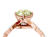 Rose gold Fancy Yellow Oval  Solitaire Twist Band with Leaf Prong Setting 5