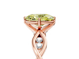 Rose gold Fancy Yellow Oval  Solitaire Twist Band with Leaf Prong Setting