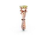 Rose gold Fancy Yellow Oval  Solitaire Twist Band with Pavé Accents and Four-Prong Setting_22