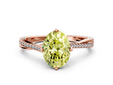 Rose gold Fancy Yellow Oval  Solitaire Twist Band with Pavé Diamonds and Four-Prong Setting_72