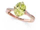 Rose gold Fancy Yellow Oval  Solitaire Twist Band with Pavé Diamonds and Four-Prong Setting_73