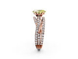 Rose gold Fancy Yellow Oval  Solitaire Twist Band with Pavé Setting and Four-Prong Setting_117