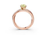Rose gold Fancy Yellow Oval  Solitaire Twist Band with Pavé Setting and Four-Prong Setting_118