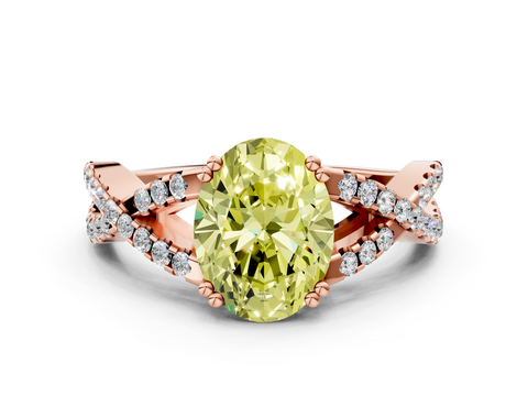 Rose gold Fancy Yellow Oval  Solitaire Twist Band with Pavé Setting and Four-Prong Setting_34