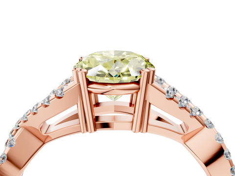 Rose gold Fancy Yellow Oval  Solitaire Twist Band with Pavé Setting and Four-Prong Setting_38