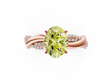 Rose gold Fancy Yellow Oval  Solitaire Twist Band with Pave Prong Setting_22