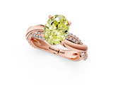 Rose gold Fancy Yellow Oval  Solitaire Twist Band with Pave Prong Setting_23
