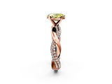 Rose gold Fancy Yellow Oval  Solitaire Twist Band with Pave Prong Setting_24