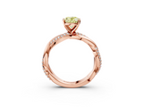 Rose gold Fancy Yellow Oval  Solitaire Twist Band with Pave Prong Setting_25
