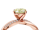 Rose gold Fancy Yellow Oval  Solitaire Twist Band with Pave Prong Setting_26