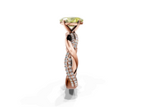 Rose gold Fancy Yellow Oval  Solitaire Twist Band with Pave Prong Setting_30
